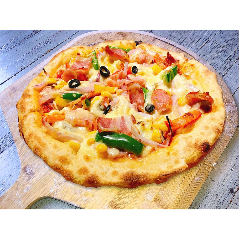 17.7*11.6i bambus pizzaskall tre serveringspanne pizzabrett pizzapadle skjærebrett med håndtaksbrett