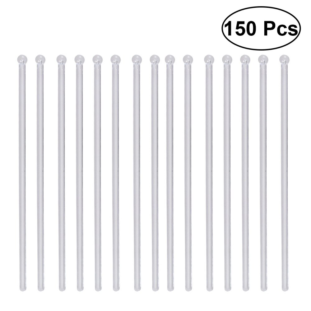 100Pcs Transparent Cocktail Drink Bar Muddler Round Head Stirring Mixing sticks Ladle Stirrer Swizzle Stick: As Shown 1