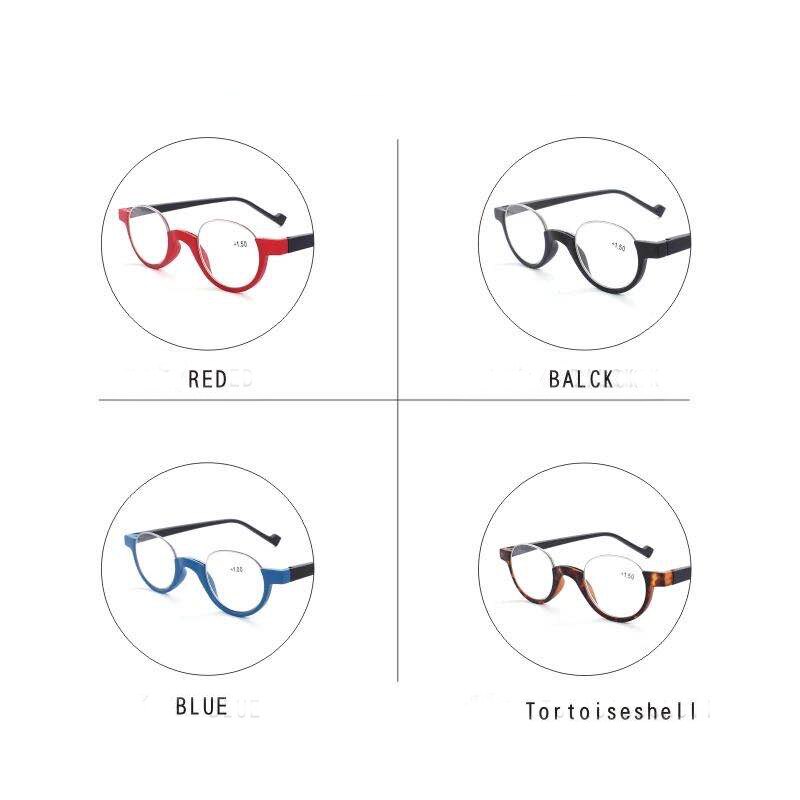 Kan Bloem Ronde Vorm Leesbril Half Frame Ronde Lenzen Presbyopie Brillen Optische Ovale Brillen Frame Mannen Vrouwen + 1.5 + 2