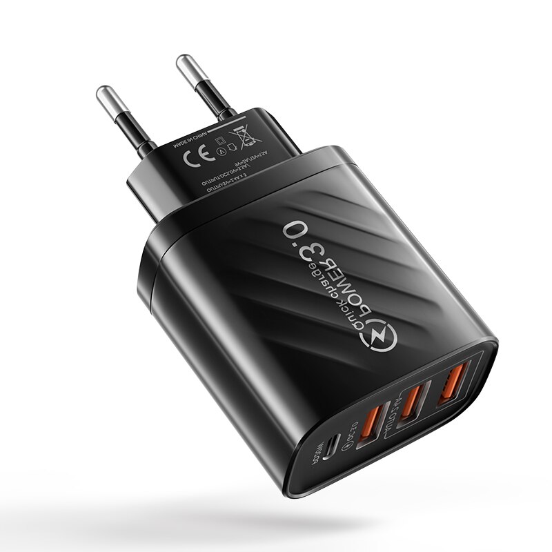 5A 30W USB Ladegerät Unterstützung Typ C PD Schnelle Ladung für iphone 13 12 Xiaomi Oneplus Samsung Schnell Zauberstab praktisch Ladegerät QC 3,0: Schwarz EU