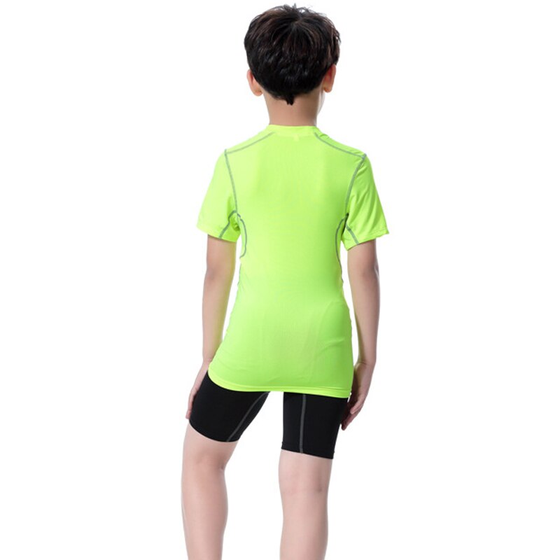 Kids Sportswear Elastic Breathable Quick Dry Workout Tops Short Sleeves for Boys Girls MC889