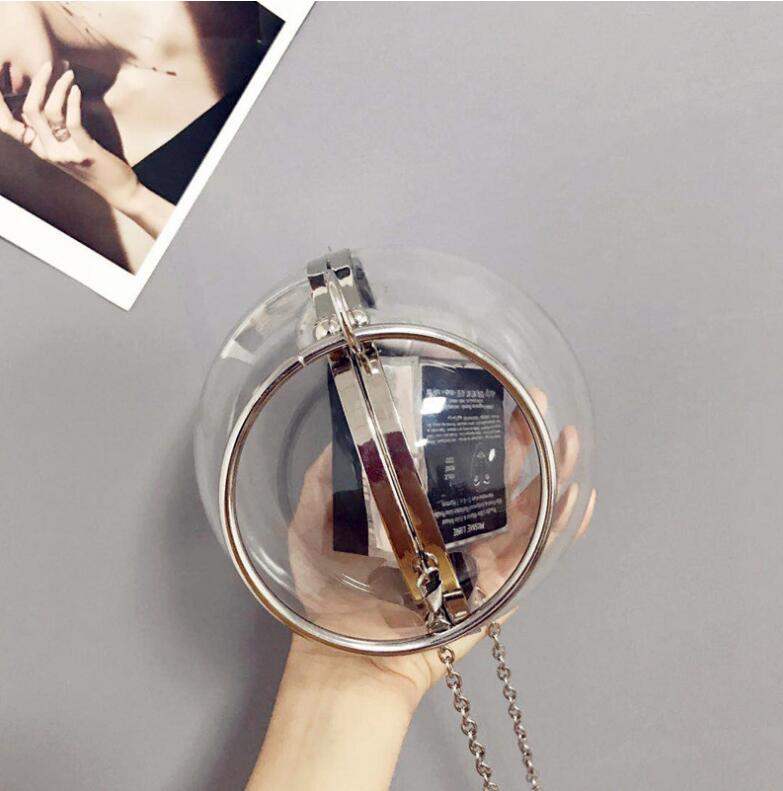 Acrylic Ball Shape Clutch Evening Bag Transprent Round Shoulder Bag Chain Mini Crossbody Messenger Bag Purse