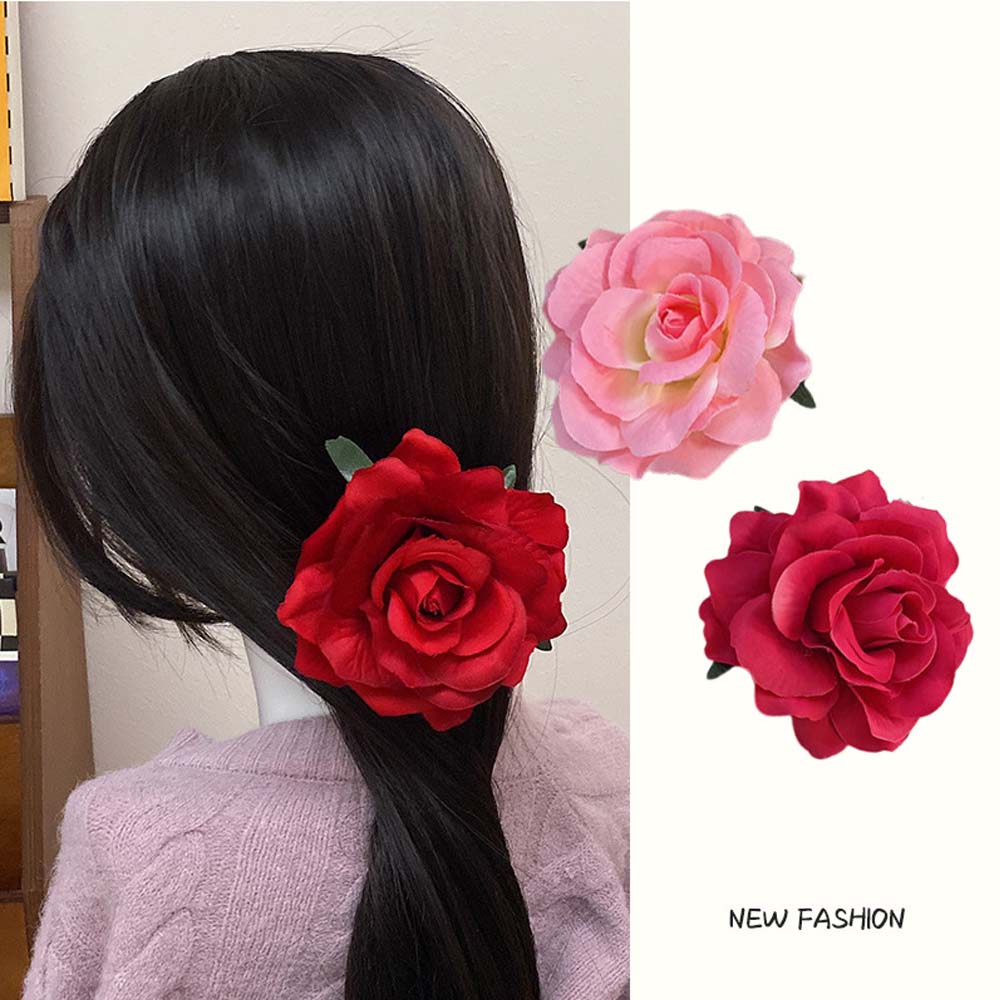 Horquilla de flores rosas para mujer, 1 piezas, broche, pinzas para el pelo de de Boda nupcial, accesorios para el cabello de flores artificiales