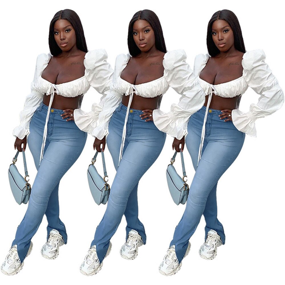 Fente rétro jean dames jean dames décontracté taille moyenne jean stretch mince dames jean simple crayon pantalon