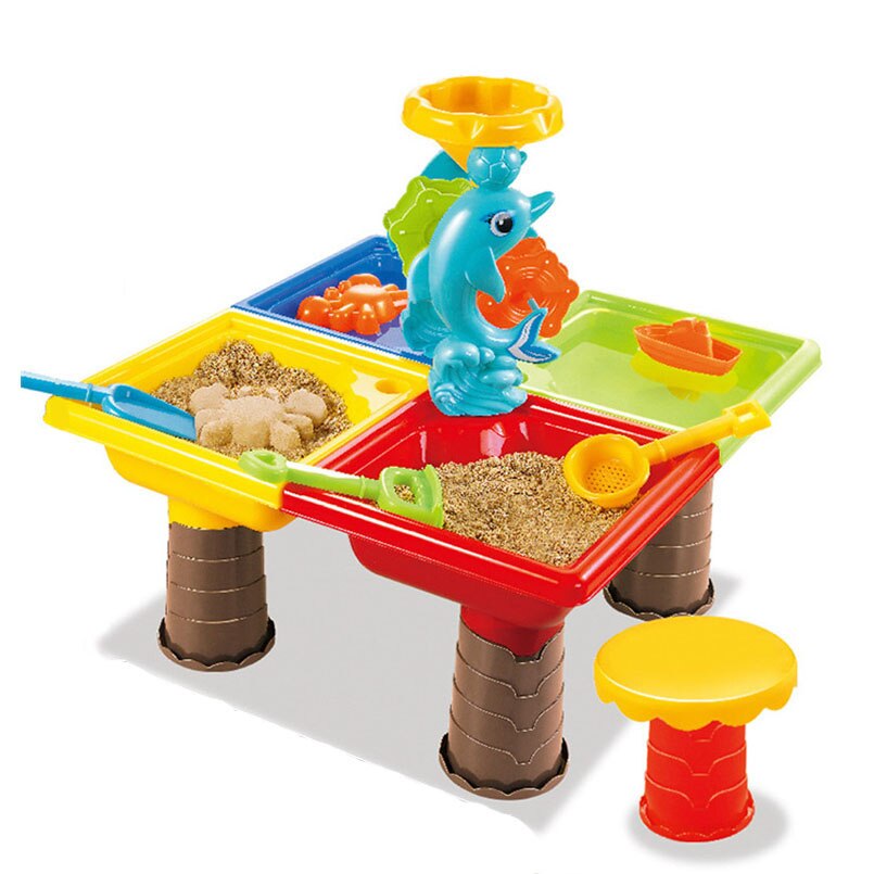 Grote Baby Play Water Baggeren Tool Zandloper Graven Pit Kinderen Zomer Emmer Outdoor Zee Strand Speelgoed Spelen Zand Tafel Set: Dolphin square