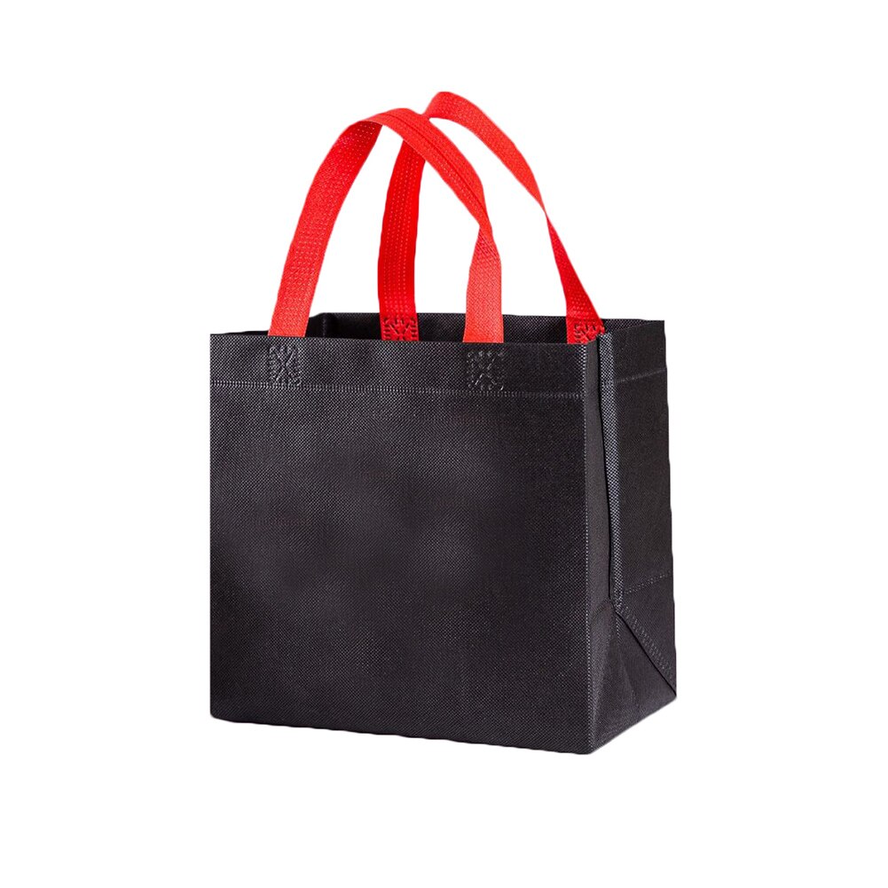 Women Foldable Shopping Bag Reusable Eco Unisex Fabric Non-woven Shoulder Fabric Bags Tote Grocery Bags Pouch lunch bag: Black
