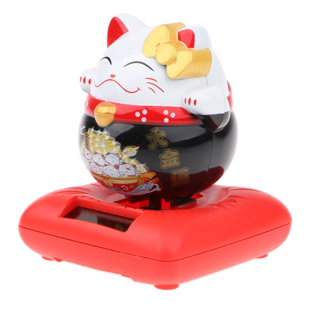Solar Powered Nodding Bobbing Japanese Fortune Cat Lucky Kitten Solar Home Decor Bobbleheads Animal Pet Model Toy
