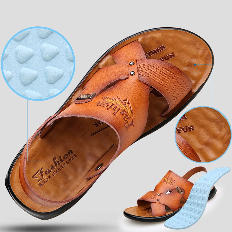 Herresandaler sommer sommer strandferie reiser skinn herre sandaler sommer pustende sandaler til menn