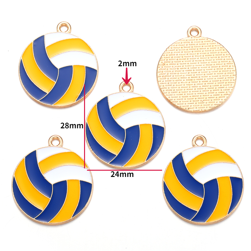 10 stuks geëmailleerde rugby-, voetbal- en badmintonracketbedeltjes voor armbanden, sleutelhangers, kettingen en sieraden, accessoires voor het maken van sieraden  w363: Lichtgele kleur