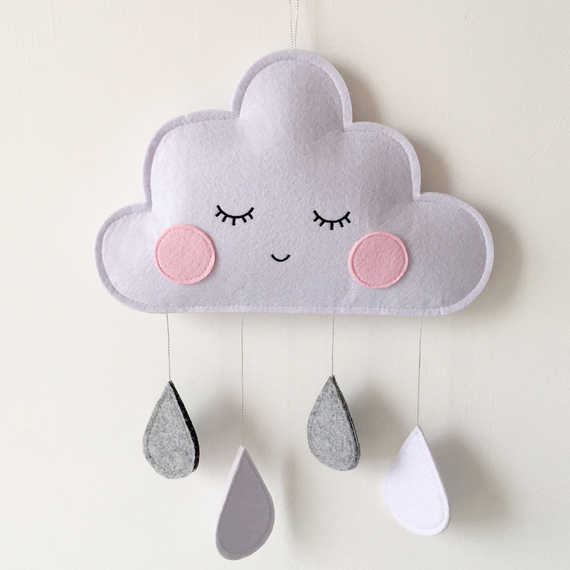 Colgante de gota de agua de nube de fieltro nórdico colgante de pared habitación decorativa para niños tienda decorativa para bebés utilería para foto de decoración de guardería