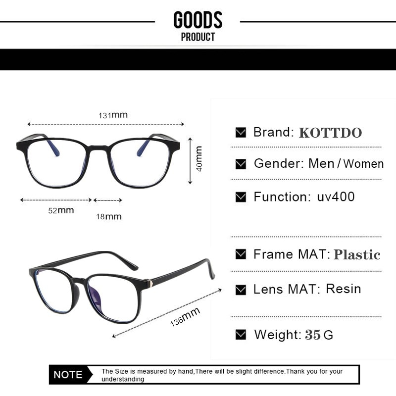 Vintage Square Anti-Blue Light Myopia Women Eyeglasses Plastic Glasses Frame Classic Men Computer Eye Glasses