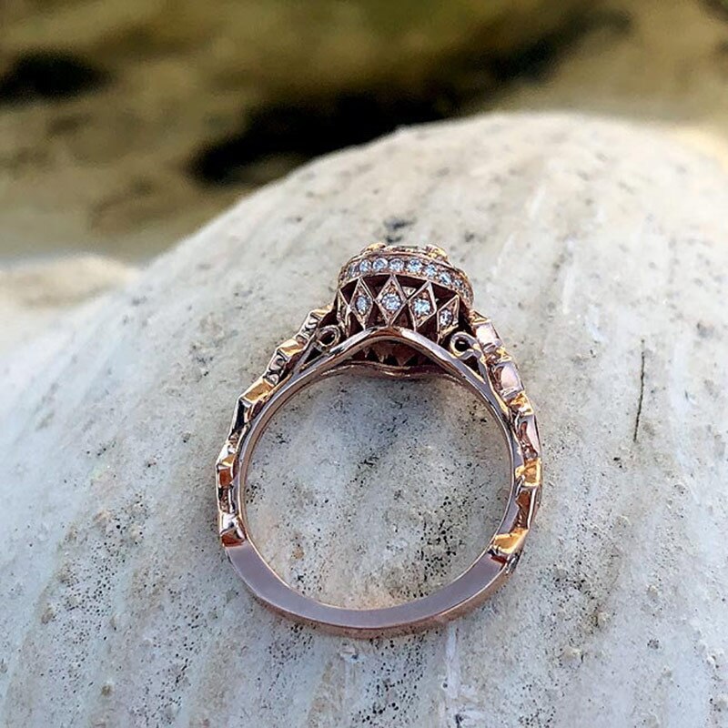 Huitan-bague de mariage en pierre Zircon, anneau de fiançailles, couleur or Rose Simple et éblouissant, pour petite amie, bijoux pour femmes