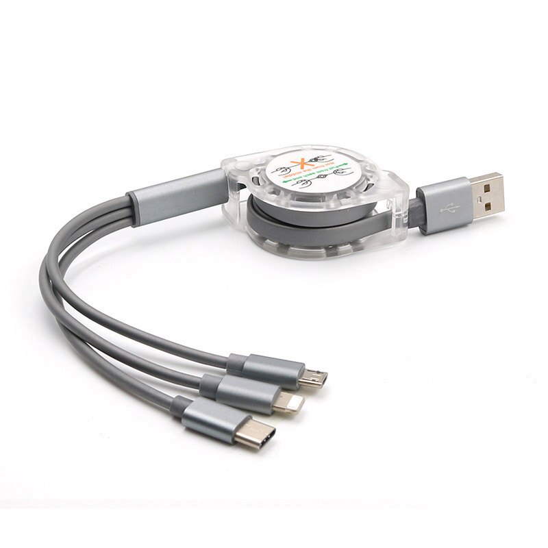 3 in 1 intrekbare multi-usb-oplaadkabel, micro-usb-type c-snoer, mobiele telefoonoplader, multifunctionele verlengkabel, datakabel: Ons