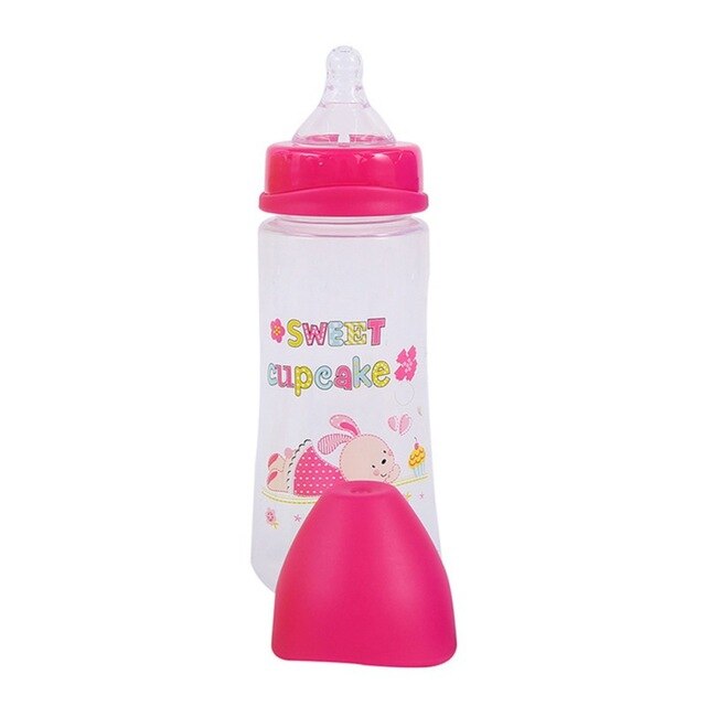 300ML Newborn Cartoon Milk Bottle Baby Nursing Silicone Nipple Pacifier Bottle Juice Water Feeding Bottle Wide Mouth: Pink