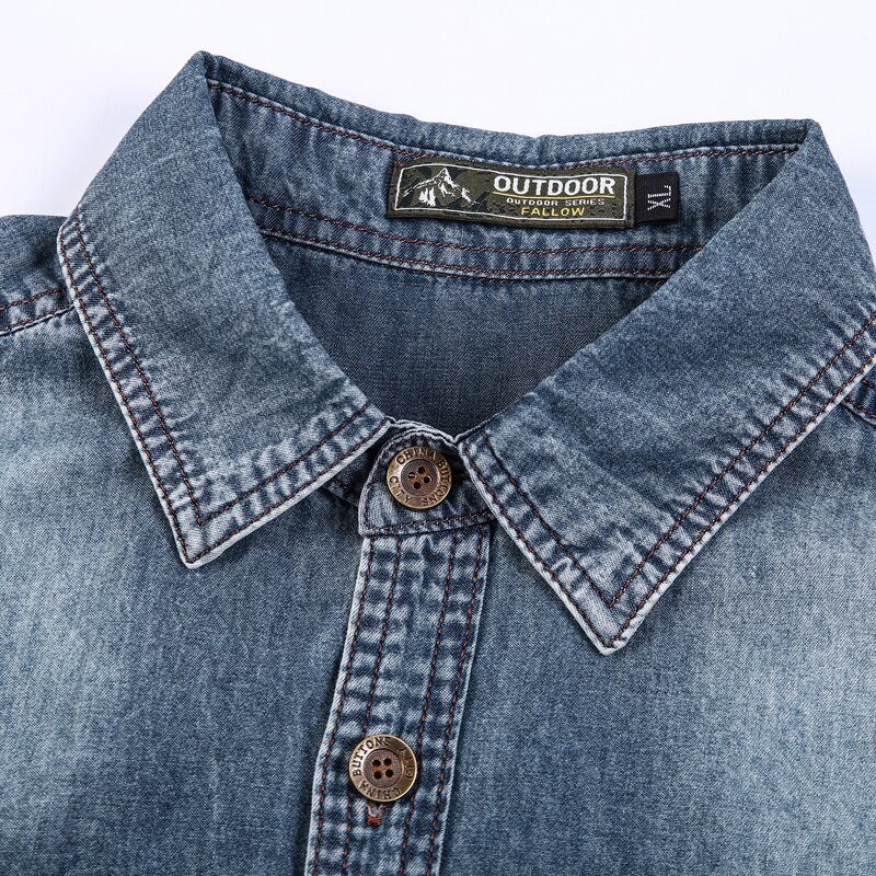 Camisa vaquera ajustada para hombre, camisa de manga corta azul, uniforme de , de negocios, estilo informal, verano,