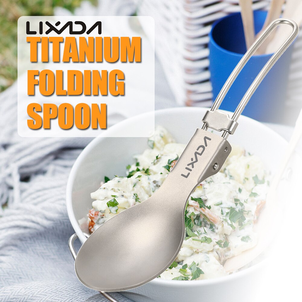 # letvægts titanium vand krus camping folde spork ske til rejse service udendørs køkkengrej middag bestik sæt drikkevarer