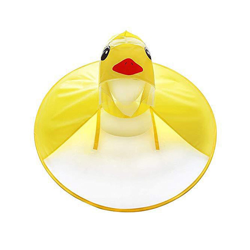 Children's Raincoats Hat Cartoon Duck Rain Hat Foldable Umbrella Cape Cute Rain Coat Cloak Universal for Boys Girls