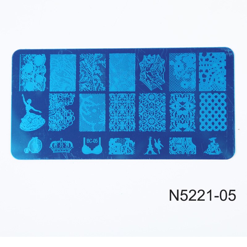 Gelfavor-Placa de estampado para manicura, Gel transparente, sello de silicona, molde para sello, acero inoxidable, esmalte de uñas de Gel UV: N522105