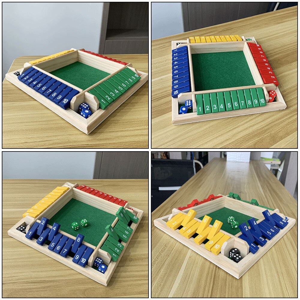 Juego de juegos de madera de cuatro lados, juego de mesa para 4 jugadores, 1 Juego