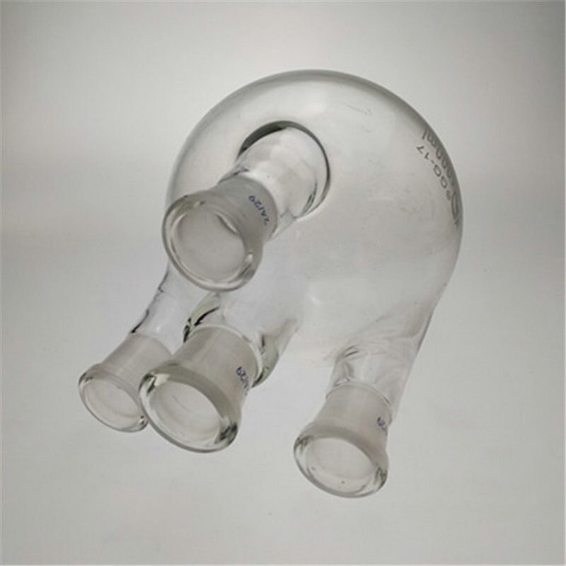 1Pcs Ronde Bodem Vier Mond Glazen Kolf Rechte Vier-Hals Hoge Borosilicate Reactie Kolf Lab Glaswerk 100ml Tot 2000Ml