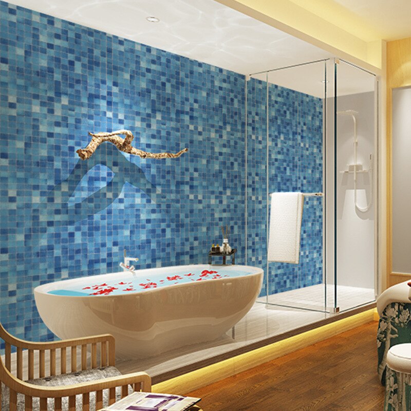 Bathroom Wall Stickers PVC Mosaic Wallpaper Kitchen Waterproof Tile Stickers Plastic Vinyl Self Adhesive Wall Papers Home Decor