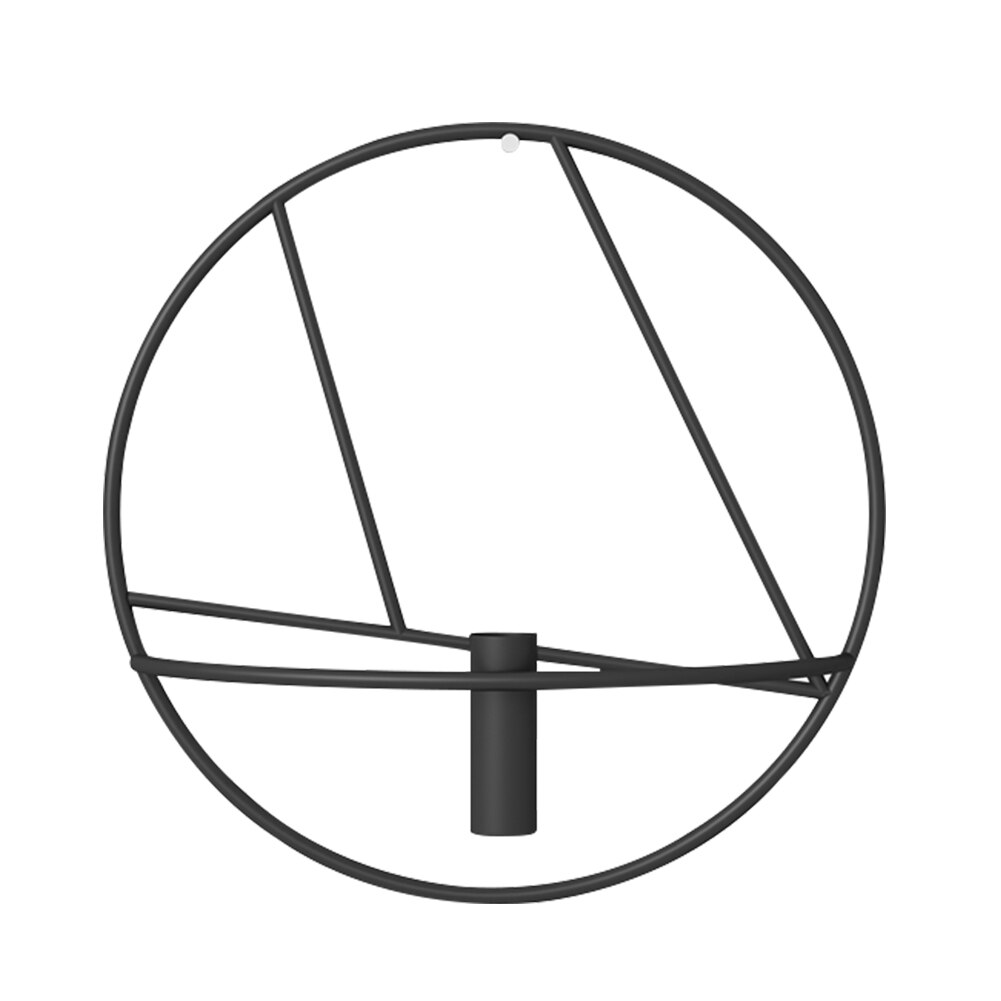 Metal Geometric Candlestick Modern Art 3D Circle Metal Candle Holder Wall Hanging Flower Vas for Home Bedroom Decoration Crafts: Black C