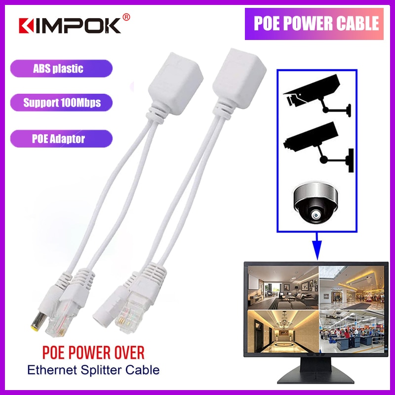 Kimpok Poe Kabel Passief Power Over Ethernet Adapter Kabel Poe Splitter Injector Voeding Module 12-48V voor Ip Camera