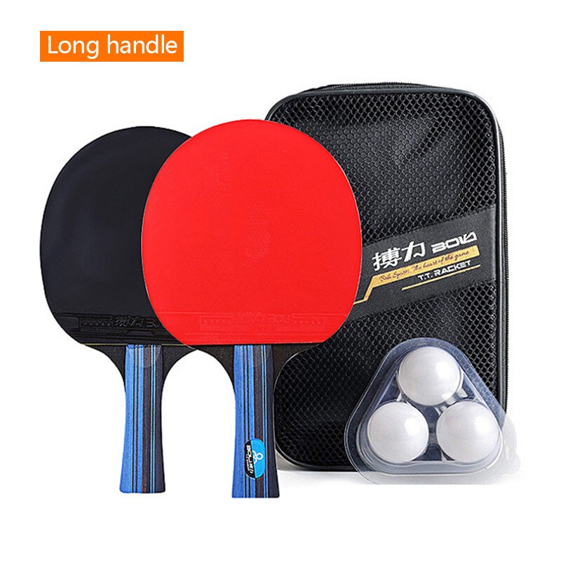 Bordtennisracketsett langt / kort håndtak trening poppeltre med 3 stk pingpongball for studenter: Horisontal