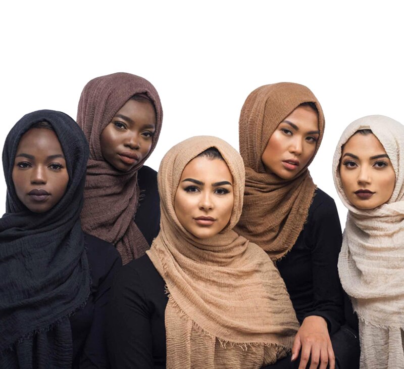 Klassisk premium viskos maxi crinkle moln hijab scarf sjal mjuk islam muslim & retail halsdukar