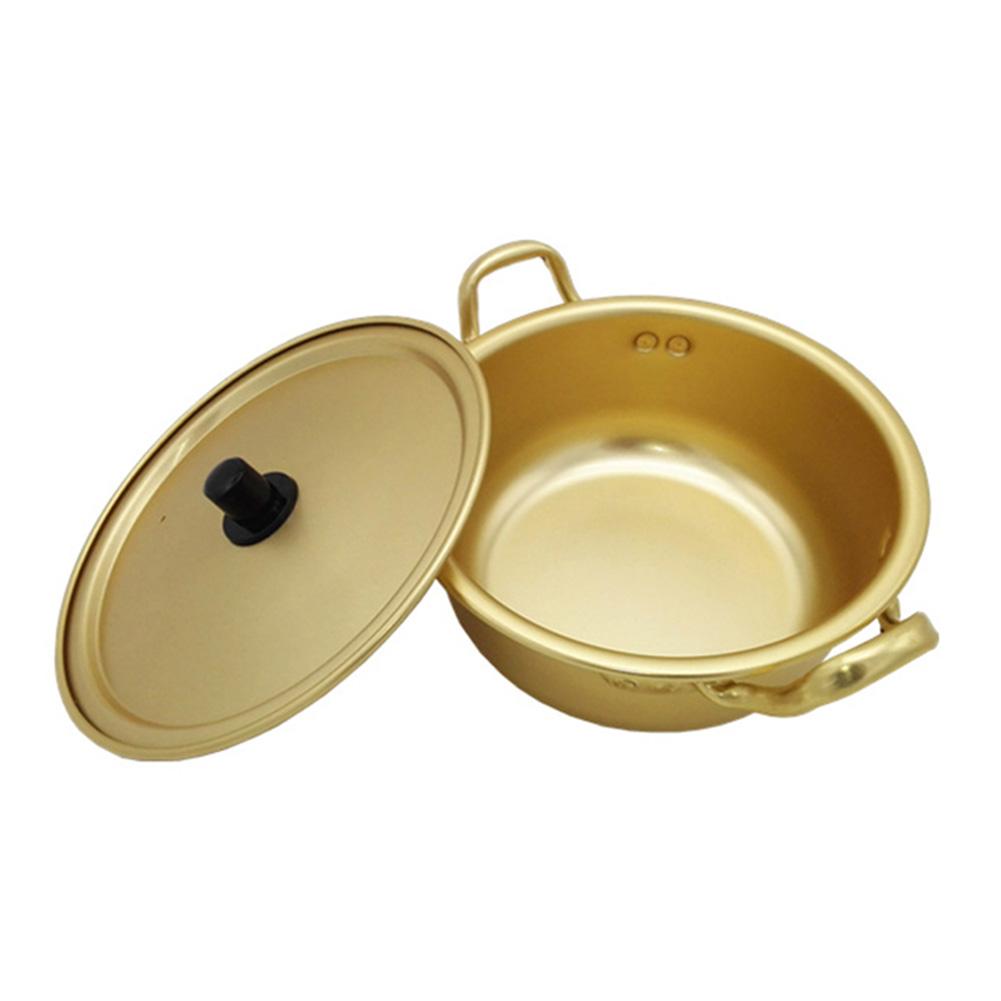 Olla de tallarines coreanos para ramen olla de sopa de aluminio amarillo con recubrimiento oxidado enfriamiento de calentamiento rápido para suministros de cocina