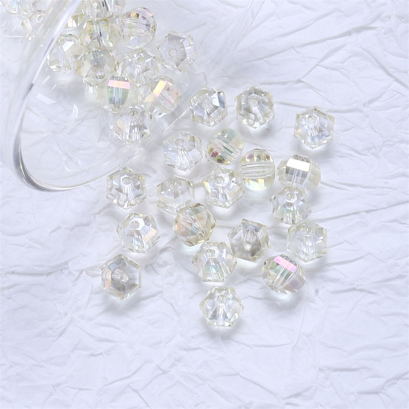 20 piezas cuentas de cristal redondas de Austria de 8mm, cuentas de vidrio facetadas de Color AB, cuentas espaciadoras sueltas para fabricación de joyería, collar de pulsera DIY: Gris