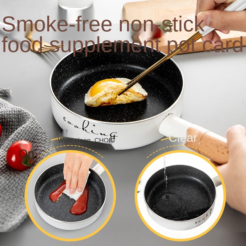 Japanse Stijl Melk Pot Huishoudelijke Non-stick Instant Noedels Pot Met Houten Handvat Babyvoeding Koken Pan Keuken Kookgerei ZA379