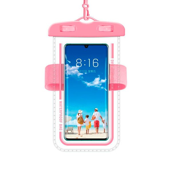 7.2Inch Clear Waterproof Smartphone Bag Case With Lanyard For iPhone 11 Pro Max XR 8 7 Plus Under water Mobile Phone Pouch Cover: Pink with Armband