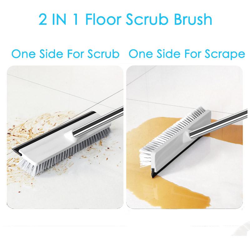 Langhåndtag gulvskrubbebørste badeværelse langhåndteret børste til at skrubbe toiletbadbørste keramiske fliser gulv rengøringsbørster