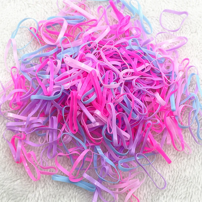200pcs--1000pcs Colourful Rubber Ring Disposable Elastic Hair Bands Ponytail Holder Rubber Band Scrunchies Kids Hair Accessories: VIOLET / 40mm