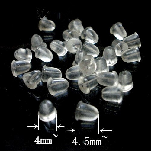 100pcs/lot Clear Soft Silicone Rubber Earring Backs Safety Bullet Stopper Rubber Jewelry Accessories DIY Parts Ear Plugging