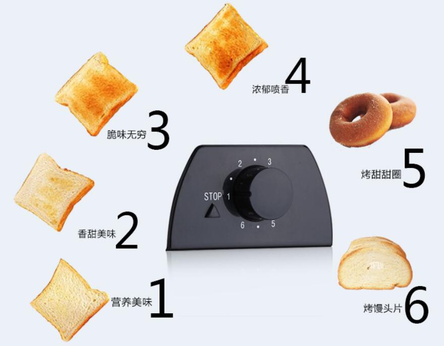 750W 2 Slices Electric Toaster Bread Machine for Breakfast Household Bread Baking EU 220V
