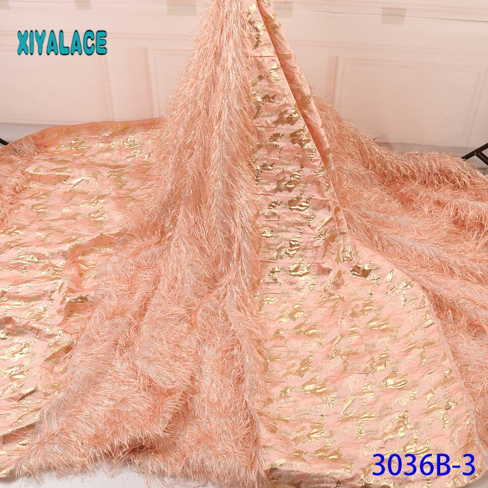 Burnt orange african lace fabric wedding lace fabric 5yards brocade fabric for nigeran jacquard lace YA3036B-2