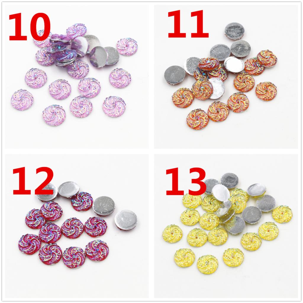 40pcs 12mm Mix Colors Windmill Style Flat back Resin Cabochon For Bracelet Earrings accessories
