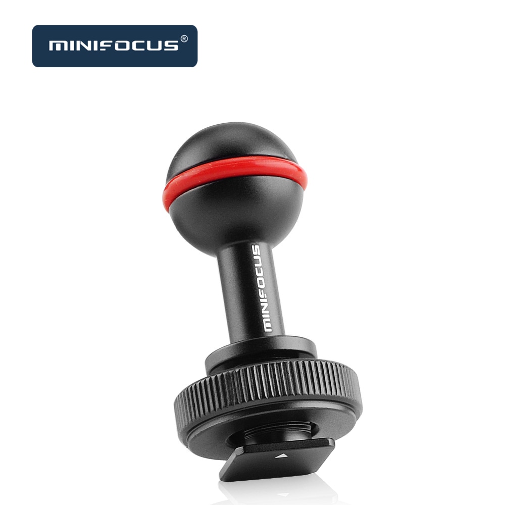 MINIFOCUS Cold Shoe Ball Mount Arm Base Adapter Turnable for Diving Housing Arm System Underwater Photography