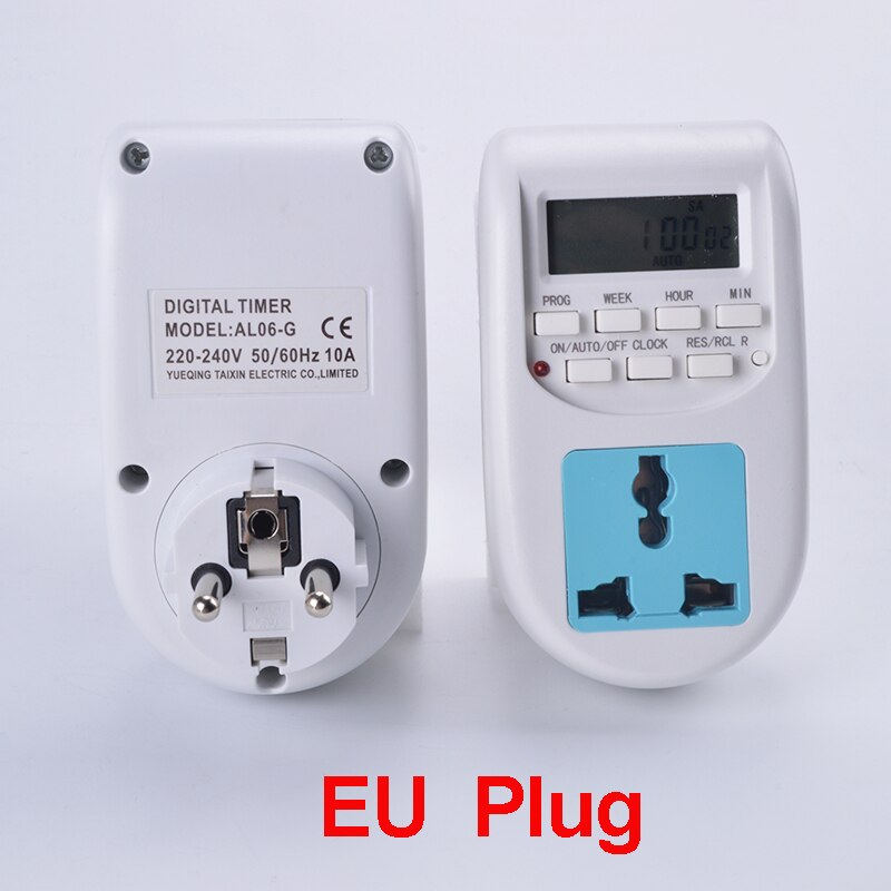 Digital Time Switch Timer With UK EU Socket Weekly Programmable Electronic Digital Timer Switch LCD Display 220V 50Hz 10A