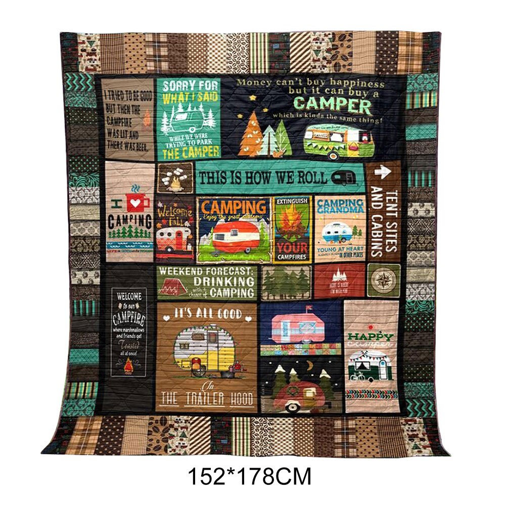 This Is How We Roll Camping Blanket Quilt Comforters with Reversible Cotton 3D Printing Camping Mat BV789: 152cmx178cm