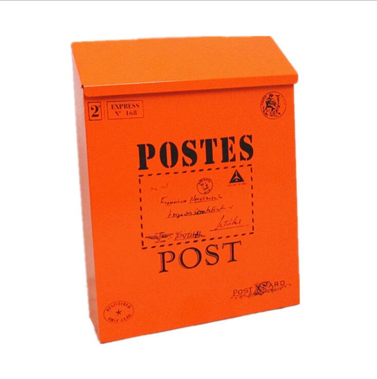 Metalen Brievenbus Met Slot Muur Suggestie Doos Koffie Winkel Decoratie Bruiloft Bar Postbus Brief Mail Box Woondecoratie: orange 2