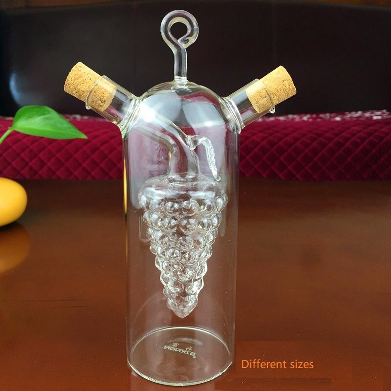 Butelka kontroli oleju dwa w jednym sosie ocet olejarka oliwkowy słoik na przyprawy podwójne przezroczyste gospodarstwo domowe kuchnia uszczelnienie szkła przyprawa: C-Grape