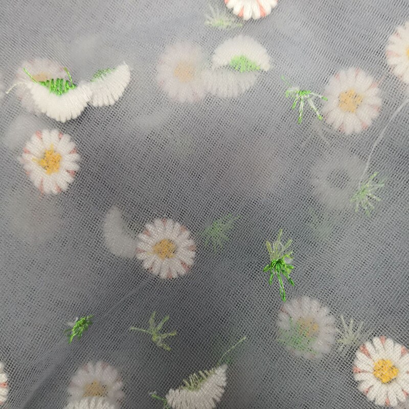 Robe en Tulle brodé de fleurs de marguerite noir doux, blanc, rose, gris, bleu foncé et Beige pour chemises pour la cour