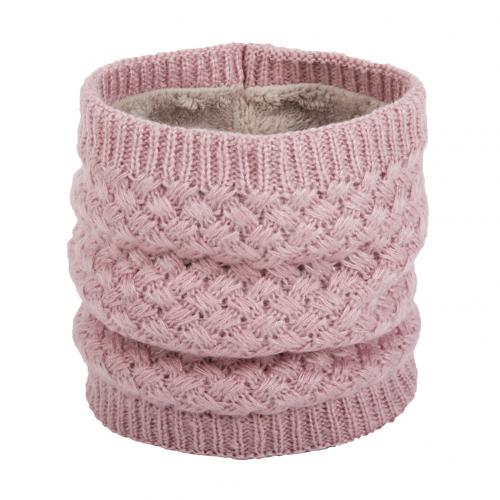 Winter Women Men Solid Color Thickened Fleece Knitted Neckerchief Warm Scarf Warmer Scarf Cotton Shawl Warm Necklaces Scarves: Pink