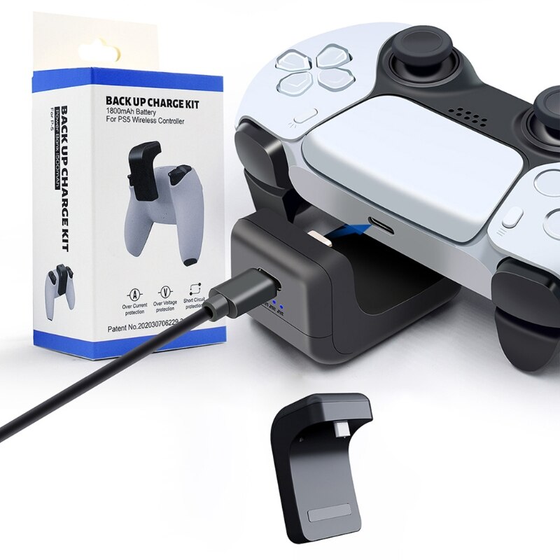 Wiederaufladbarer akku für  ps5 gamepads, externer clip für kabelloses laden