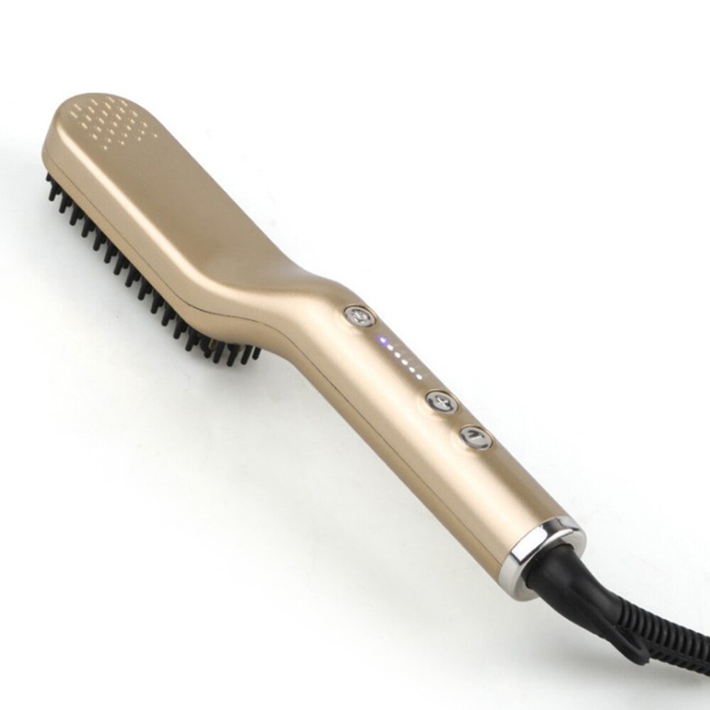 Spazzole per capelli elettriche piastra antiscottatura per uomo e donna barba pettine caldo strumenti per lo messa in piega rullo in ceramica 360 ruotabile: d'oro / EU