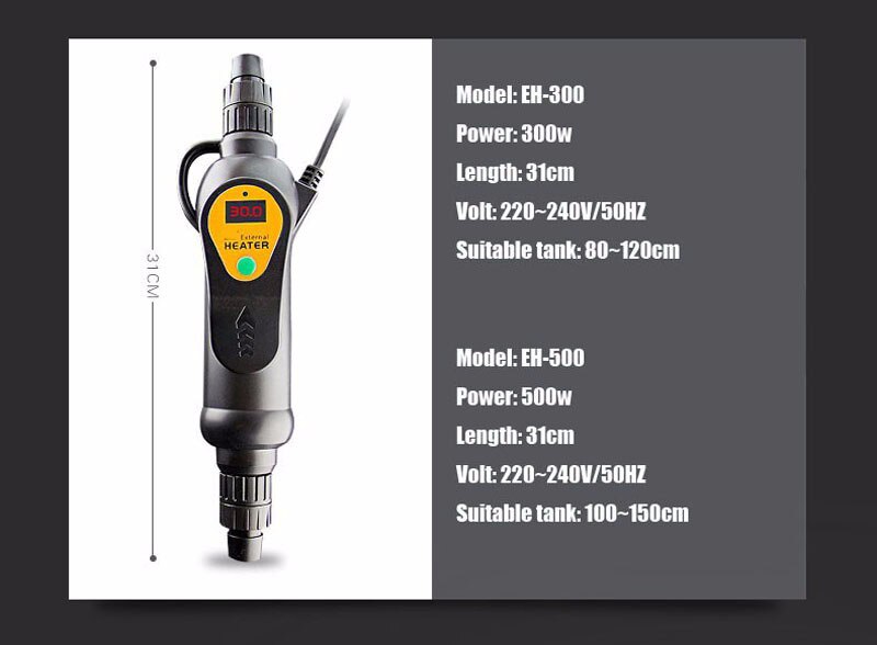 Sunsun-Calentador externo para acuario, dispositivo con temperatura ajustable para tanque de peces, modelos EH-300 y EH-500, 110V o 220V