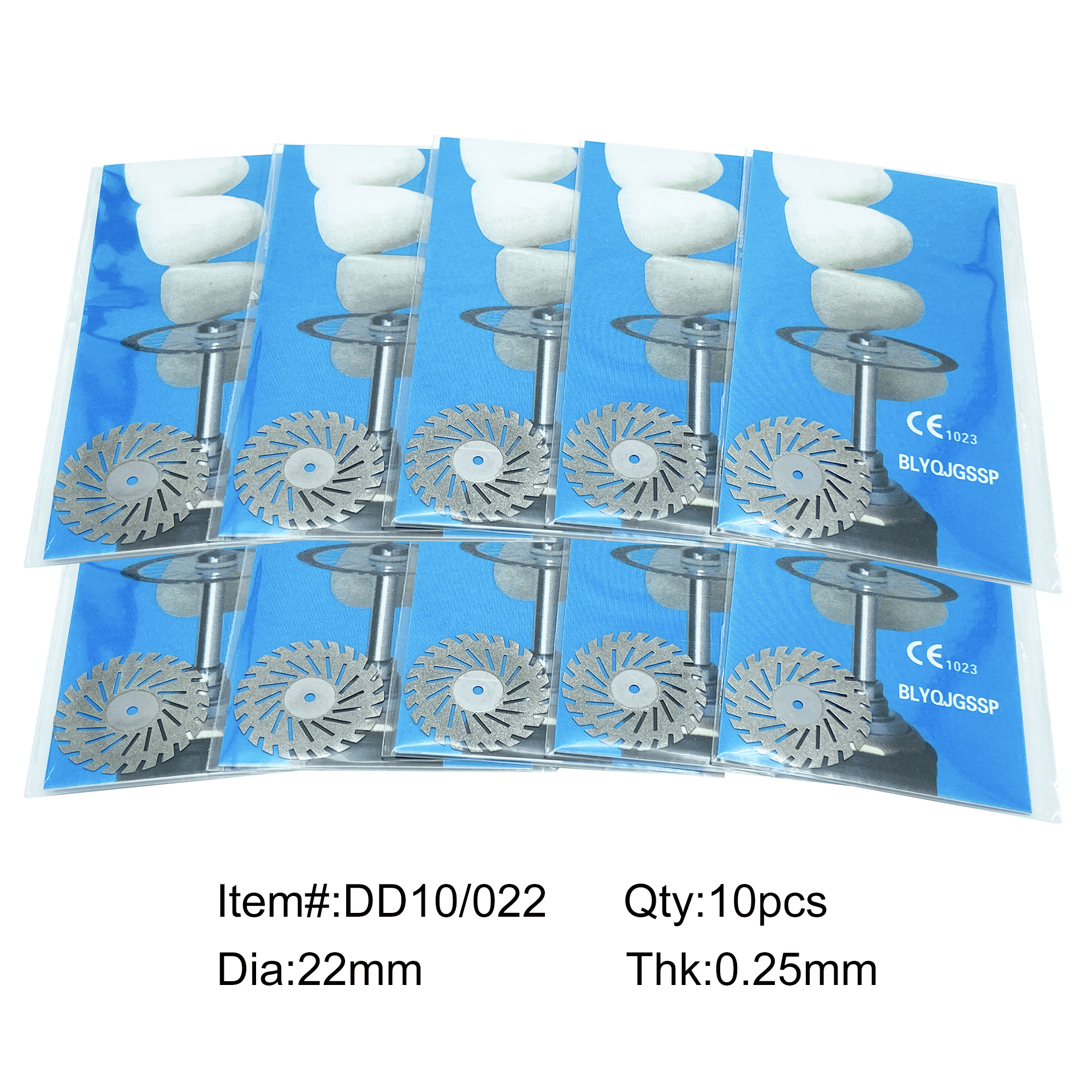 Discos de diamante para pulir laboratorio Dental WellCK, disco de recubrimiento de doble cara de 0,25mm, herramienta de corte rotativa para dentista, 10 Uds.: Azul